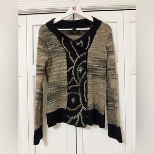 Boutique Wool Blend Snap Button Sweater Blouse Cardigan Cozy Cabin Small